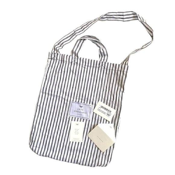 Anya Hindmarch Neeson Drawstring Micro Bag Leather Anthracite Bucket Crossbody - Picture 12 of 15